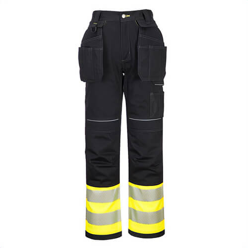 Portwest PW307YBR48 PW3 Hi-Viz Holster Pocket Class 1 Pants, Yellow/Black, Size 48