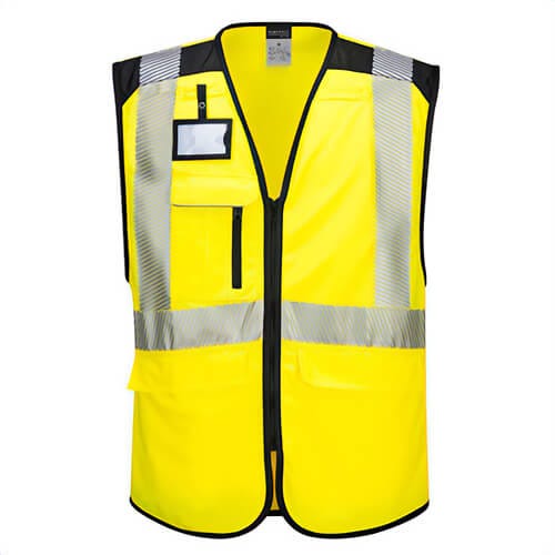 Portwest PW309YBRXXXL PW3 Hi-Viz Executive Vest, Lightweight, Reflective Tape, Front Zip, 7 Pockets, Yellow/Black, 3XL
