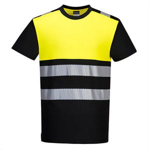 Portwest PW311BKYXXXL PW3 Hi-Viz Cotton Comfort Class 1 T-Shirt Short Sleeve, Black/Yellow, 3XL