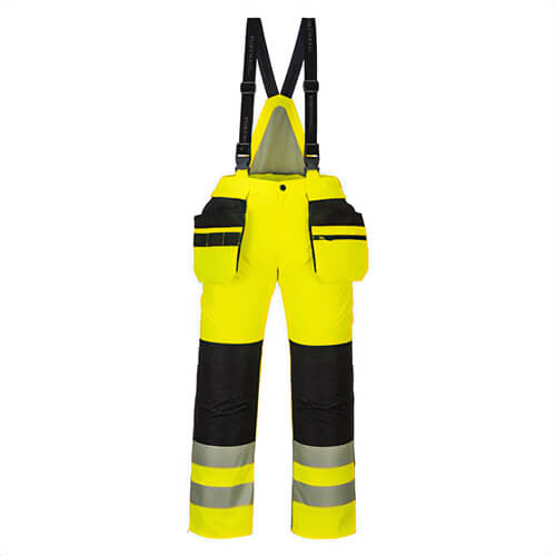 Portwest PW351YBRXXXL PW3 Hi-Viz Winter Bib Pants, Detachable Bib and Braces, Insulatex™ Lining, 16 Pockets, Yellow/Black, 3XL