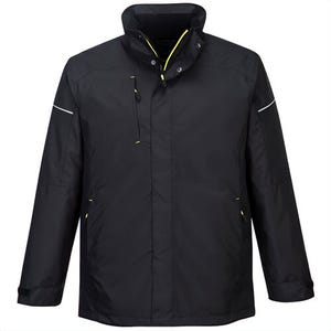 Portwest PW362BKRXXXL PW3 Winter Jacket, Water Resistant, Hook and Loop Cuffs, Reflective Print, Quilt Lined, 4 Pockets, Black, 3XL