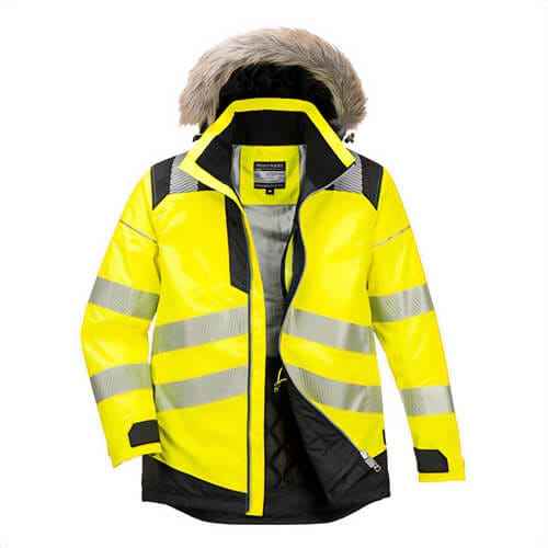 Portwest PW369YBRXXXL PW3 Hi-Viz Winter Parka Jacket, Yellow/Black, 3XL