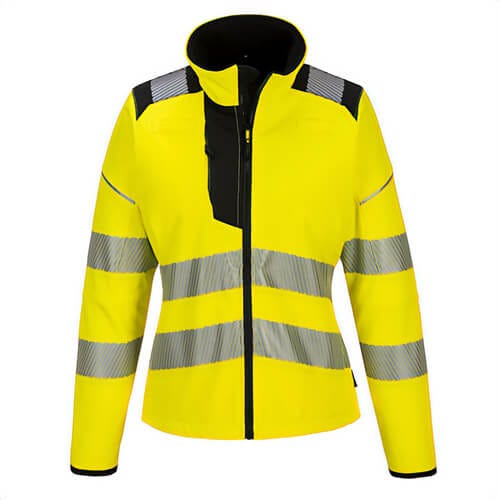 Portwest PW381YBRXXL PW3 Hi-Viz Women's Softshell Jacket, Yellow/Black, 2XL