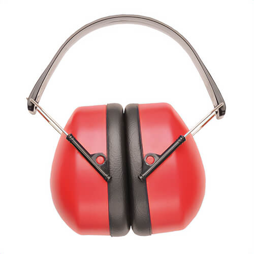 Portwest PW41RER Super Ear Muffs, Ultra Lightweight, Comfortable, Adjustable Dual Pin System, Red