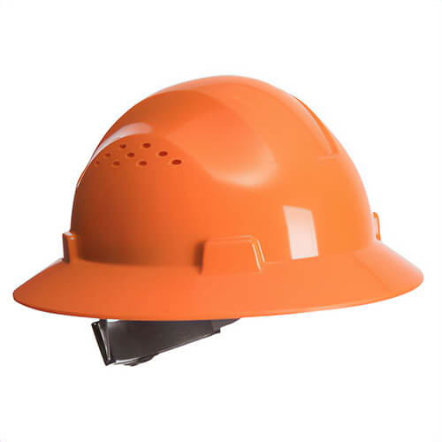 Portwest PW52YER Full Brim Premier Hard Hat, Vented, HDPE Shell, 4-point Textile Suspension Harness, Foam Sweatband, Yellow