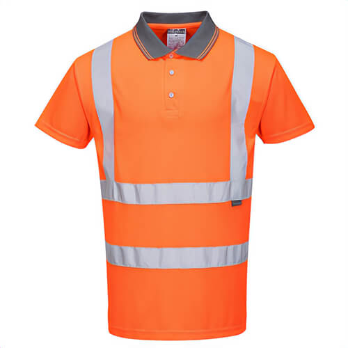 Portwest RT22ORTXXXL Hi-Viz Polo Shirt, Short Sleeve, Moisture Wicking, Reflective Tape, 40+ UPF Rated Fabric, Orange, Tall, 3XL