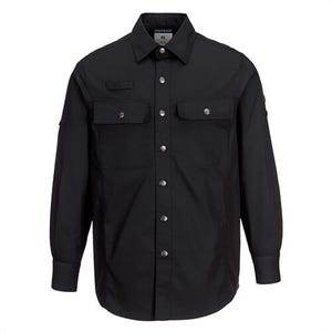 Portwest S130BKRXXL Ripstop Shirt, Long Sleeve, Underarm Cooling Panel, 2 Pocket, 40+ UPF Rated, KX3 Series, Black, 2XL