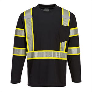 Portwest S346BKRXXXL Ionaâ„¢ Plus Enhanced T-Shirt Longsleeve, Black, 3XL