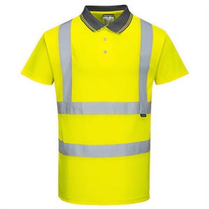 Portwest S477YERXXXL Hi-Viz Polo Shirt, Short Sleeve, Moisture Wicking, Reflective Tape, 40+ UPF Rated Fabric, Yellow, 3XL