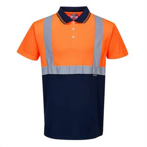 Portwest S479YNRXXXL Hi-Viz Contrast Polo Shirt Short Sleeve, Yellow/Navy, 3XL