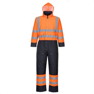 Portwest S485ONRM Hi-Viz Contrast Winter Coverall, Orange/Navy, M