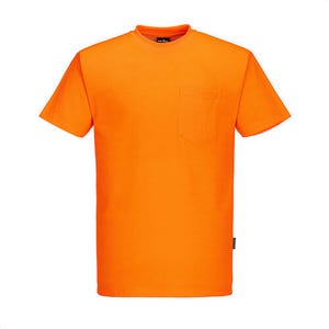 Portwest S577YERXXXL Cotton Blend T-Shirt, Short Sleeve, Crew Neck, Hi-Viz, Lightweght, 1 Pocket, , Yellow, 3XL