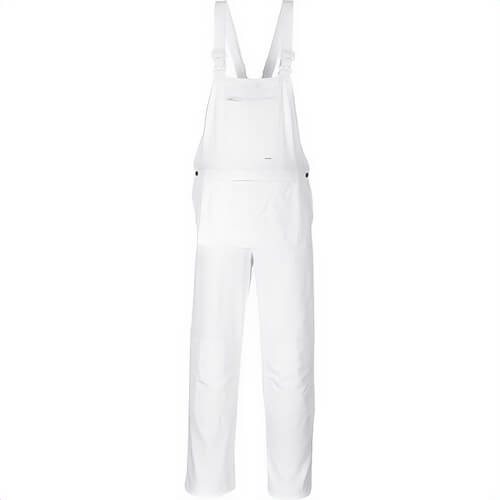 Portwest S810WHRXXXL Painters Bolton Bib and Brace, 100% Pre-Shrunk Cotton, Elasticized Straps, 8 Pockets, White, 3XL