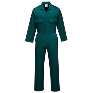 Portwest S999ZORM Euro Work Polycotton Canvas Coverall, 6 Pockets, Elasticized Back Waist, Concealed Snap Front, Zoom Gray, M