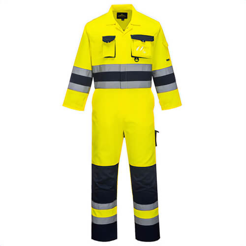 Portwest TX55YNRXXXL Nantes Hi-Viz Contrast Work Coverall, Yellow/Navy, 3XL