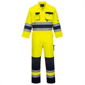 Portwest TX55YNRXXXL Nantes Hi-Viz Contrast Work Coverall, Yellow/Navy, 3XL