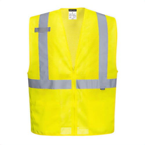 Portwest UC493YERXXXL Economy Hi-Viz Band and Brace Zipped Vest, Cooling Mesh Fabric, 2 Internal Patch Pockets, Yellow, 3XL