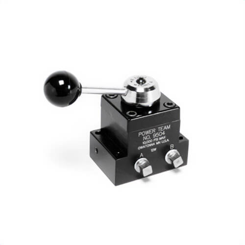 Power Team® 9504 Manual Pump Mounted Valve, 3/8 in NPTF Port, 10,000 psi Pressure, 3/4-Way Ports/Ways, Steel Body