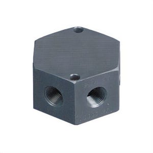 Power Team® 9635 Remote Manifold Block, 6-Ports Stations, Steel, 3/8 in NPTF Inlet, 3/8 in NPTF Outlet