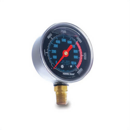 Power Team® 9040E Analog Pressure Gauge, Stainless Steel, 700 bar, 63.5 mm dia Gauge, 1/4 in NPT Connection