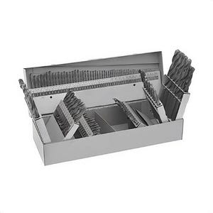 Qualtech DWD115J-SET 2-Flute Jobber Length Drill Set, 118° Drill Point Angle, 115 pc, HSS, Black Oxide