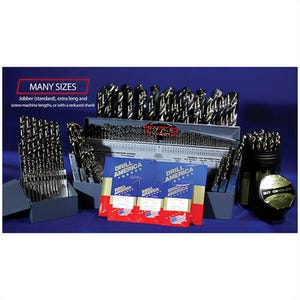 Qualtech DWD15J-CO-SET 2-Flute Heavy Duty Jobber Length Drill Set, 1/16 in Min Drill Bit, 1/2 in Max Drill Bit, 15 pc