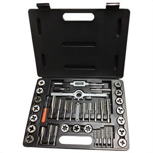 Qualtech DWT40PC-ROUND Tap and Die Set, 40 pc, #4-40 to 1/2-20 Tap Thread, #4-40 to 1/2-20 Die Thread, UNC/UNF Thread, Round Die