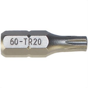 Qualtool 60-TR20 Tamper Resistant Star T20 Insert Bit, 1/4 in Drive