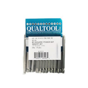 Qualtool 86-3R 25 Square Drive Power Bit Set, 3.5 in, 25 pk