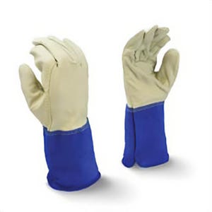 Radians® RWG6210XL Regular Grain MIG/TIG Welding Gloves, Extra-Large, Cowhide Leather, Gray/Blue, Split Shoulder Cuff