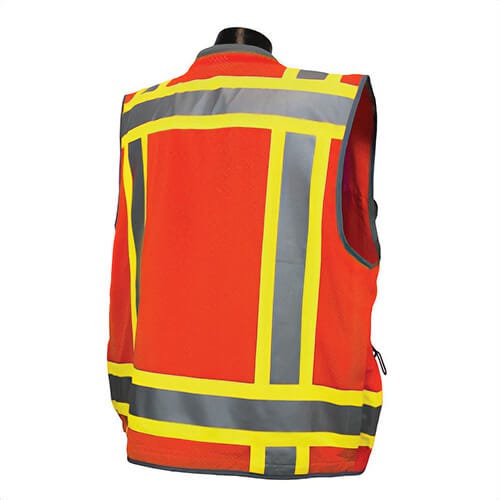 Radians® SV55-2ZOD-XL 2-Tone Heavy Duty Woven Engineer Safety Vest, XL, Hi-Viz Orange, 300D Woven Polyester/Polyester Mesh