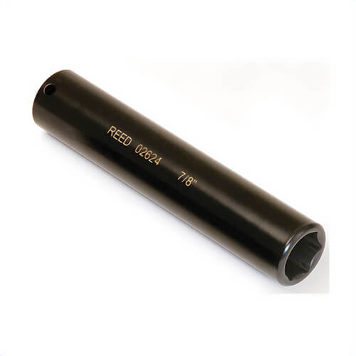 Reed EDS14 Extended Socket, Square Drive, 1/2 in Drive, Impact Socket, 7/8 in Socket, 6-1/2 in OAL, Steel, Zinc/Black Chromate