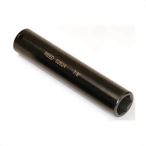 Reed EDS14 Extended Socket, Square Drive, 1/2 in Drive, Impact Socket, 7/8 in Socket, 6-1/2 in OAL, Steel, Zinc/Black Chromate