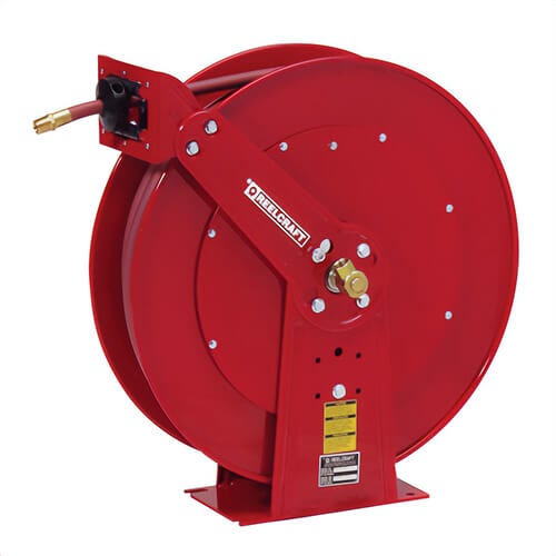Reelcraft® 82100 OLP 80000 Dual Pedestal Heavy Duty Low Pressure Hose Reel with Hose, 1/2 in ID x 3/4 in OD x 100 ft L Hose, 300 psi Pressure