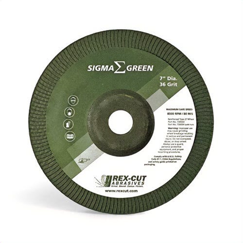 Rex-Cut Abrasives 730002 Sigma Green Stainless Grinding Wheel, 5/8 in - 11