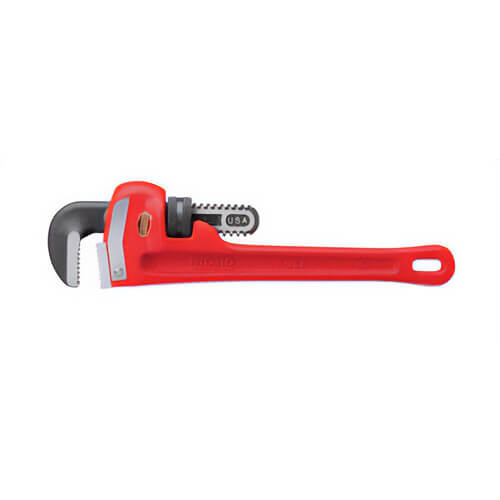 Ridgid® 31010 Heavy-Duty Straight Pipe Wrench 10 in, Full Floating Forged Hook Jaw Ductile Iron Housing I-Beam Handle