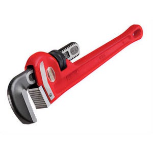 Ridgid® 31025 Heavy-Duty Straight Pipe Wrench, 2-1/2 in Pipe, 18 in OAL, Floating Forged Hook Jaw, Ductile Iron Handle
