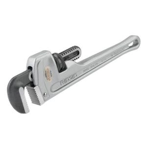 Ridgid® 31090 Straight Pipe Wrench, 1-1/2 in Pipe, 10 in OAL, Floating Forged Hook Jaw, Aluminum Handle, Knurled Nut Adjustment