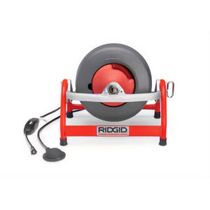 Ridgid® 63822 Drum Drain Cleaning Machine Kit, 2 to 4 in Drain, 90 ft Maximum Run, 1/10 hp, 230 VAC, 2 A, 90 ft of 1/2 in