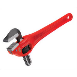 Ridgid® 89435 Heavy-Duty Offset Pipe Wrench 14, 2 in Pipe, 14 in OAL, Hook Jaw, Cast Iron Handle, Standard Adjustment, Red