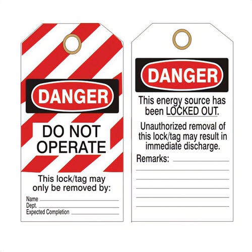Safehouse Signs LT-177 Laminated Board Lockout Tag, 6 in H x 3 in W, Red/Black, Vinyl
