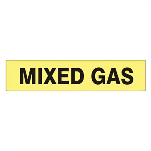 Safehouse Signs P-098-A Pipe Marker Sign, MIXED GAS Legend, Fits Pipe dia: 2-1/2 to 6 in, 2-1/4 in H x 12 in W, Vinyl, Self-Adhesive Mount