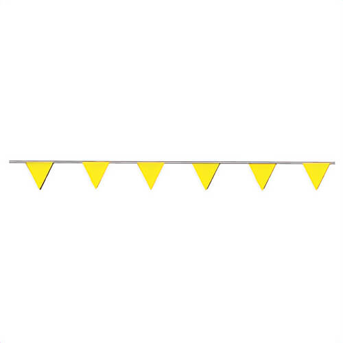 Safehouse Signs PBC-03 Pennant Flags, 12 in H x 9 in W, 60 ft OAL, Yellow, Polyethylene