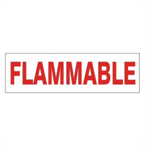 Safehouse Signs PD-2681 Decal Flammable Sign, 2-1/4 in L x 9 in W, FLAMMABLE Legend, Red/White, Pressure Sensitive, 5 per Pack Labels