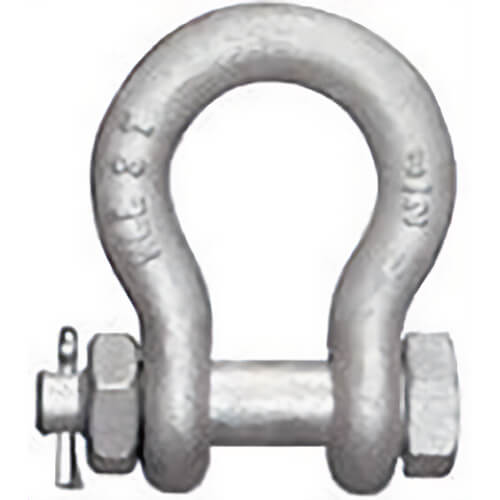 Safty Anchor Shackle, Bolt Type, 1 in, Galvanized