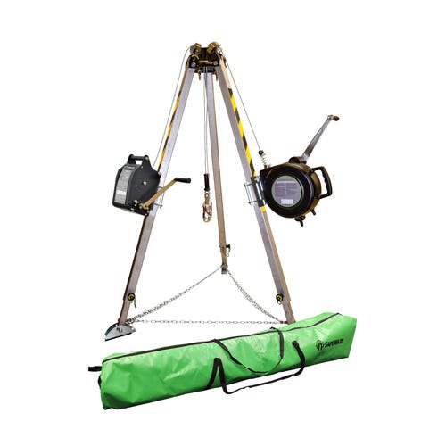 Safewaze™ 019-11004 7 ft Adjustable Tripod Kit with 65 ft 3-Way, 65 ft Personnel Winch, and Storage Bag