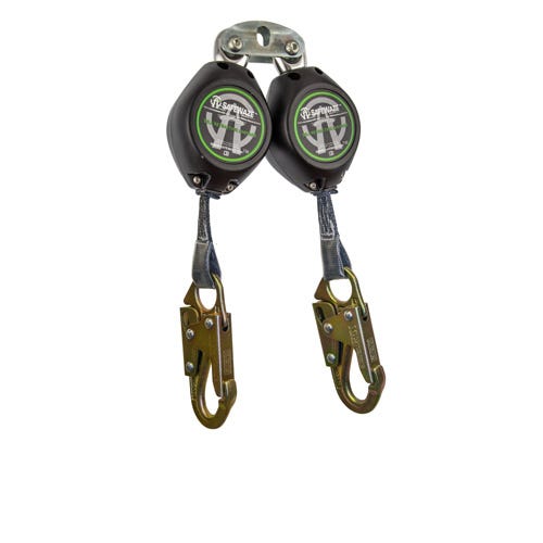 Safewaze™ FS-FSP14095-W Web Aluminum Housing Dual Leg Retractable with Snap Hooks, Class A, 11 ft