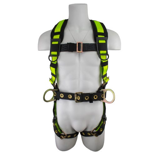 Safewaze™ FS170-L Pro Construction Harness, 3D, MB Chest, TB Legs, Shoulder Pad, Fixed