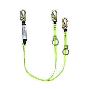 Safewazeâ„¢ FS456 Dual-Leg Tie-Back Energy Absorbing Lanyard with Adjustable Ring, 6 ft