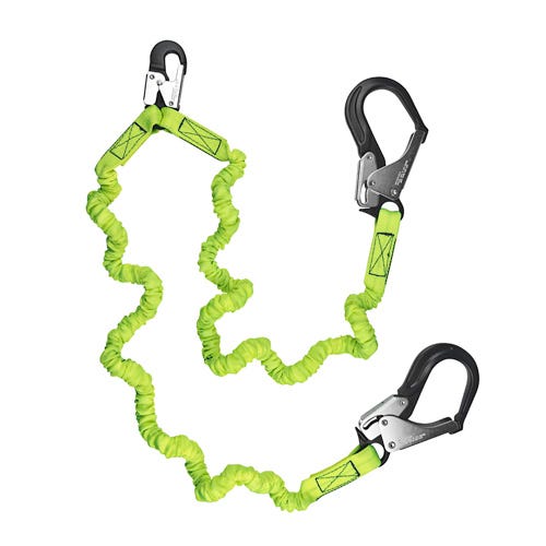 Safewaze™ FS596-ALU Dual-Leg Low-Profile Energy Absorbing Lanyard with Aluminum Rebar Hooks, 6 ft